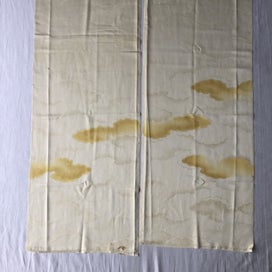 Listing 7 of 15 for Japanese Yellow Cloud Woven Silk Vintage Kimono Panels X2 Fabric Pieces