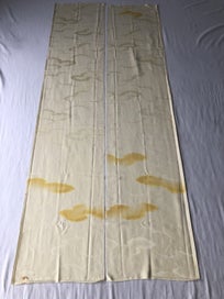 Listing 10 of 15 for Japanese Yellow Cloud Woven Silk Vintage Kimono Panels X2 Fabric Pieces