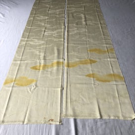 Listing 9 of 15 for Japanese Yellow Cloud Woven Silk Vintage Kimono Panels X2 Fabric Pieces