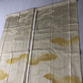 Listing 13 of 15 for Japanese Yellow Cloud Woven Silk Vintage Kimono Panels X2 Fabric Pieces