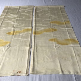Listing 14 of 15 for Japanese Yellow Cloud Woven Silk Vintage Kimono Panels X2 Fabric Pieces