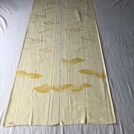 Listing 4 of 15 for Japanese Yellow Cloud Woven Silk Vintage Kimono Panels X2 Fabric Pieces