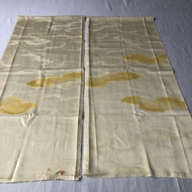 Listing 15 of 15 for Japanese Yellow Cloud Woven Silk Vintage Kimono Panels X2 Fabric Pieces