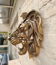 Listing 7 of 8 for Lion Head Wall Decor, Large Lion Head Wall Mounted Art Sculpture