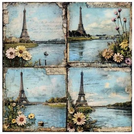 Listing 2 of 7 for - 6x6 - Paper/Card Stock - Vintage Eiffel Tower - 12 pcs - 140gsm