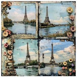 Listing 3 of 7 for - 6x6 - Paper/Card Stock - Vintage Eiffel Tower - 12 pcs - 140gsm