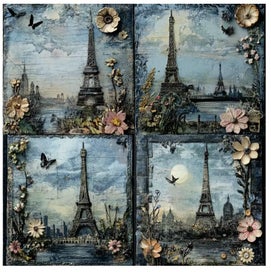 Listing 4 of 7 for - 6x6 - Paper/Card Stock - Vintage Eiffel Tower - 12 pcs - 140gsm