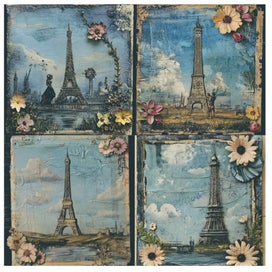 Listing 5 of 7 for - 6x6 - Paper/Card Stock - Vintage Eiffel Tower - 12 pcs - 140gsm