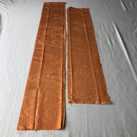 Listing 2 of 13 for Vintage Orange Woven Silk Fabric Pieces X2 Kimono Panels