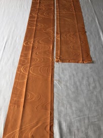 Listing 10 of 13 for Vintage Orange Woven Silk Fabric Pieces X2 Kimono Panels