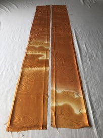 Listing 9 of 11 for Vintage Japanese Orange Cloud Silk Fabric Pieces Kimono Panels x2