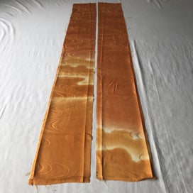 Listing 10 of 11 for Vintage Japanese Orange Cloud Silk Fabric Pieces Kimono Panels x2