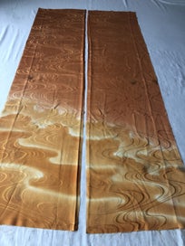 Listing 4 of 19 for Vintage Japanese Woven Orange Silk Cloud Faric Pences Kimono Panels X2