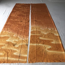 Listing 3 of 19 for Vintage Japanese Woven Orange Silk Cloud Faric Pences Kimono Panels X2