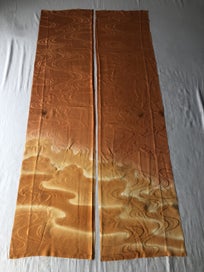 Listing 5 of 19 for Vintage Japanese Woven Orange Silk Cloud Faric Pences Kimono Panels X2