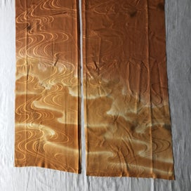 Listing 8 of 19 for Vintage Japanese Woven Orange Silk Cloud Faric Pences Kimono Panels X2