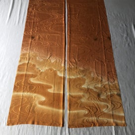 Listing 9 of 19 for Vintage Japanese Woven Orange Silk Cloud Faric Pences Kimono Panels X2