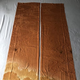 Listing 10 of 19 for Vintage Japanese Woven Orange Silk Cloud Faric Pences Kimono Panels X2
