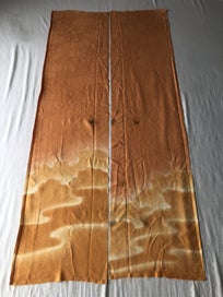 Listing 14 of 19 for Vintage Japanese Woven Orange Silk Cloud Faric Pences Kimono Panels X2