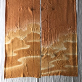Listing 15 of 19 for Vintage Japanese Woven Orange Silk Cloud Faric Pences Kimono Panels X2