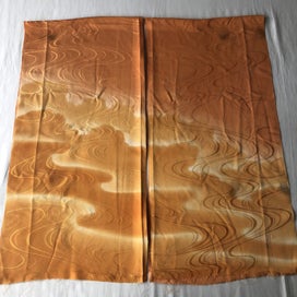 Listing 17 of 19 for Vintage Japanese Woven Orange Silk Cloud Faric Pences Kimono Panels X2