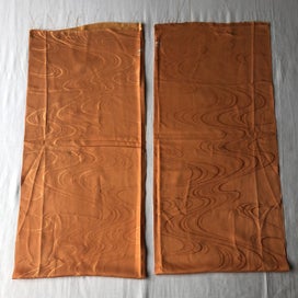 Listing 19 of 19 for Vintage Japanese Woven Orange Silk Cloud Faric Pences Kimono Panels X2