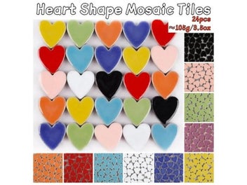 Listing 3 of 10 for 24pcs(Approx. 105g/3.5oz) Heart Shape Porcelain Mosaic Tiles 2.3*2.25*0.6cm DIY