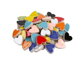 Listing 6 of 10 for 24pcs(Approx. 105g/3.5oz) Heart Shape Porcelain Mosaic Tiles 2.3*2.25*0.6cm DIY