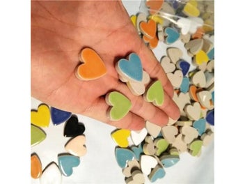 Listing 8 of 10 for 24pcs(Approx. 105g/3.5oz) Heart Shape Porcelain Mosaic Tiles 2.3*2.25*0.6cm DIY