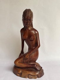 Listing 3 of 8 for Vintage Balinese Lady Hand Carved Wooden Sculpture