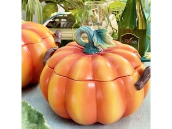 Listing 3 of 8 for European-style Garden Ceramic Pumpkin Soup Pot With Soup Spoon Holiday Gift