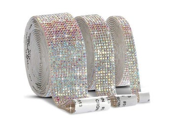 Listing 3 of 10 for Self Adhesive Crystal Rhinestone Sticker Diamond Ribbon DIY Sticker Rhinestones