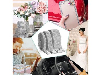 Listing 6 of 10 for Self Adhesive Crystal Rhinestone Sticker Diamond Ribbon DIY Sticker Rhinestones