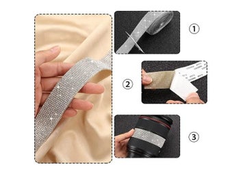 Listing 7 of 10 for Self Adhesive Crystal Rhinestone Sticker Diamond Ribbon DIY Sticker Rhinestones