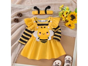 Listing 3 of 9 for Newborn Baby Girl Halloween Outfit Long Flying Sleeve Romper Bee Suspender