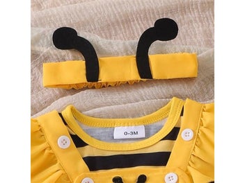 Listing 5 of 9 for Newborn Baby Girl Halloween Outfit Long Flying Sleeve Romper Bee Suspender