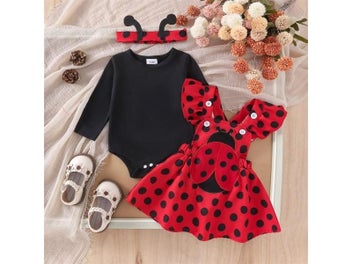 Listing 1 of 9 for Newborn Baby Girl Halloween Outfit Long Flying Sleeve Romper Bee Suspender