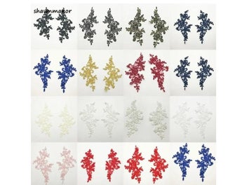 Listing 3 of 10 for 6PCS 25*12.5cm Delicate Veil Head Ornaments Lace Trim Dress DIY Lace Applique