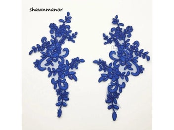 Listing 6 of 10 for 6PCS 25*12.5cm Delicate Veil Head Ornaments Lace Trim Dress DIY Lace Applique