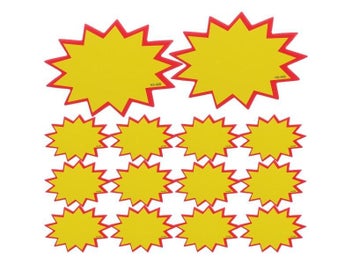 Listing 3 of 9 for 200 Pcs Erase Sale Tags Price Label For Stores Emblems Fundraising Burst Signs
