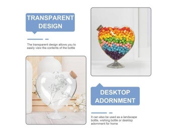 Listing 4 of 9 for Glass Jar Bottle Heart Wishing Jars Star Candy Origami Containers