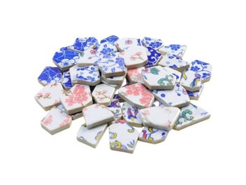 Listing 4 of 10 for 85gram/3oz(Apporx. 16pcs) Blue And White Porcelain Polygon Mosaic Tiles Multi