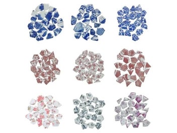 Listing 6 of 10 for 85gram/3oz(Apporx. 16pcs) Blue And White Porcelain Polygon Mosaic Tiles Multi