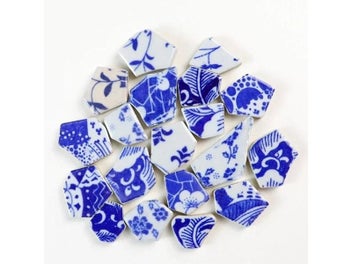 Listing 7 of 10 for 85gram/3oz(Apporx. 16pcs) Blue And White Porcelain Polygon Mosaic Tiles Multi