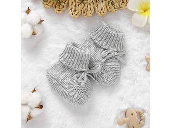 Listing 4 of 11 for Infant Baby Shoes Knit Cotton Boys Girl Boots Fashion Tie Solid Newborn Walk