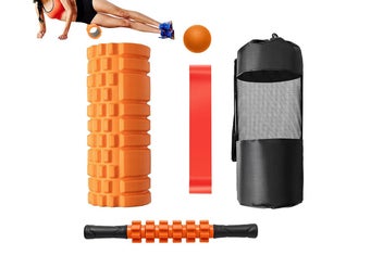 Listing 1 of 10 for 5In1 Foam Roller Set Exercise Foam Roller Massage Ball Stretching Strap -Orange