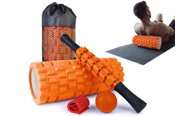 Listing 2 of 10 for 5In1 Foam Roller Set Exercise Foam Roller Massage Ball Stretching Strap -Orange