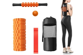 Listing 6 of 10 for 5In1 Foam Roller Set Exercise Foam Roller Massage Ball Stretching Strap -Orange