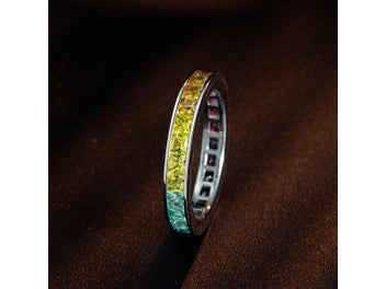 Listing 4 of 8 for Wong Rain 925 Sterling Silver Colorful Lab Sapphire Gemstone Ring For Women