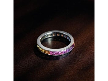 Listing 6 of 8 for Wong Rain 925 Sterling Silver Colorful Lab Sapphire Gemstone Ring For Women